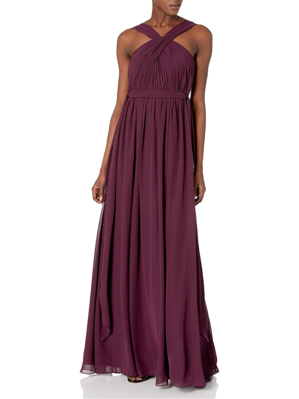 NWT Jenny Yoo Collection 2 Plum Purple Convertible Chiffon Halter Gown Dress